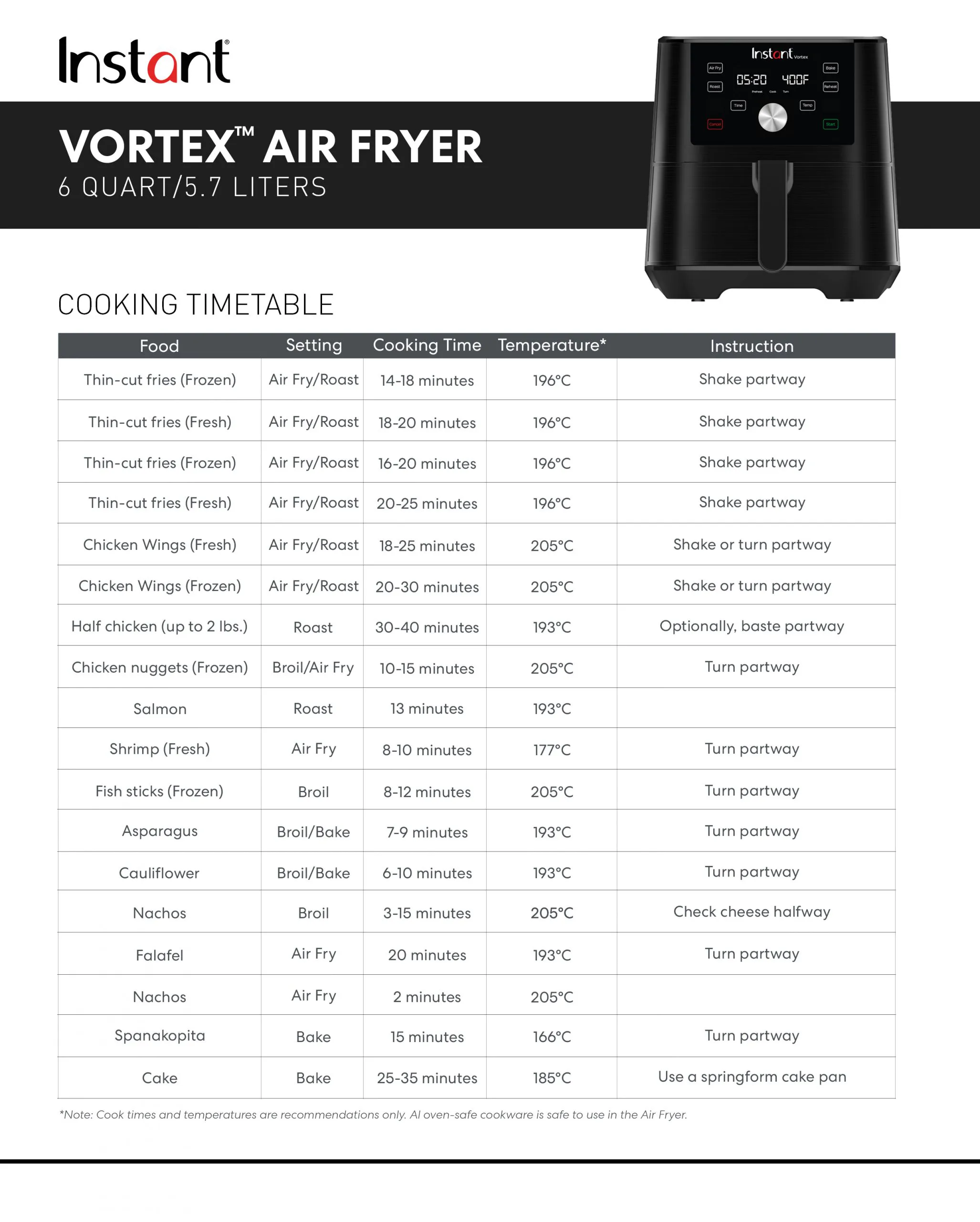 Instant pot vortex plus cooking times new arrivals